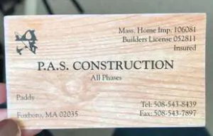 SOUTH SHORE BUSINESS REVIEW - pas business card